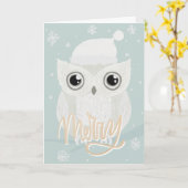 Cute Kerstmis Sneeuwuil ontwerp kaart (Gele Bloem)