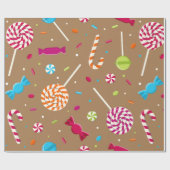 Cute Kerstmis Snoep Pattern Cadeaupapier (Vlak)