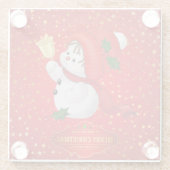 Cute Kerstmis Snowman Glass Onderzetter (Achterkant)
