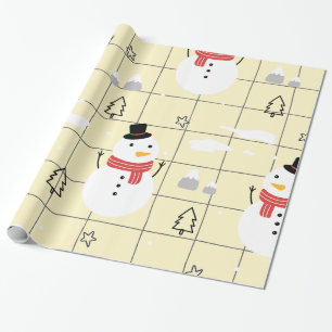 Cute Kerstmis Snowman Pattern Cadeaupapier