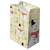 Cute Kerstmis Snowman Pattern Medium Cadeauzakje (Achterkant Gekanteld)