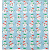 Cute Kerstmis Snowman Snowflake Pattern Douchegordijn (Voorkant)