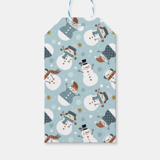 Cute Kerstmis Snowmen Cadeaulabel (Voorkant)