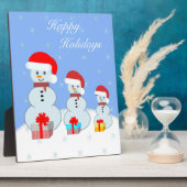 Cute Kerstmis Snowmen Fotoplaat (Zijkant)