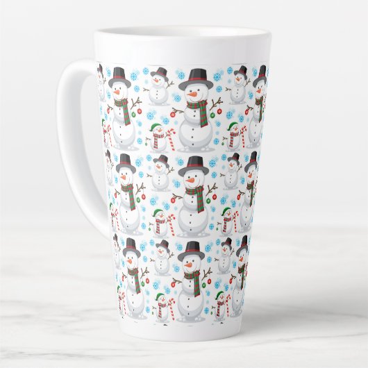 Cute Kerstmis Snowmen Latte Mok (Linkerhoek)
