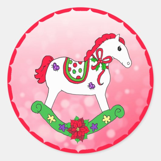 Cute Kerstmis-springpaardenfeestdag Ronde Sticker (Voorkant)