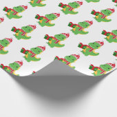 Cute Kerstmis T-Rex Cadeaupapier (Hoek)