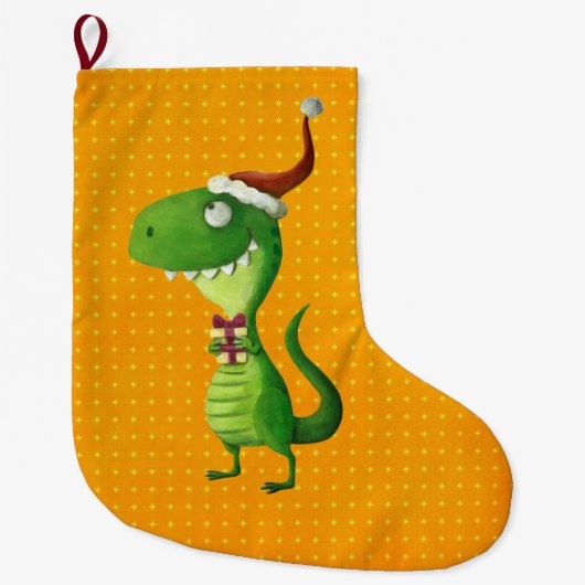 Cute Kerstmis T-rex Grote Kerstsok (Voorkant)