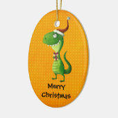 Cute Kerstmis T-rex Keramisch Ornament (Links)