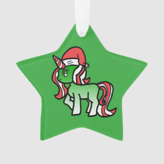 Cute Kerstmis Unicorn Ornament - Green Background