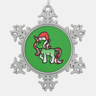 Cute Kerstmis Unicorn Ornament - Green Background