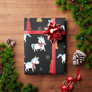 Cute Kerstmis Unicorns Winter Feestdagen Gift Cadeaupapier