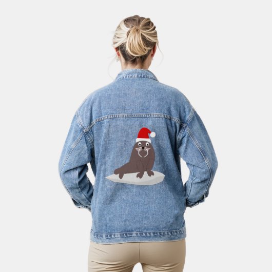 Cute Kerstmis Walrus Denim Jacket (Model)