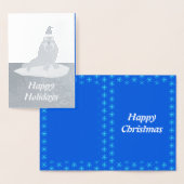 Cute Kerstmis Walrus en Snowflakes Custom Folie Kaarten (Display)