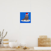 Cute Kerstmis Walrus en Snowflakes Poster (Keuken)