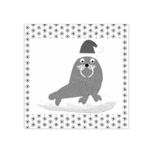 Cute Kerstmis Walrus en Snowflakes Rubberstempel