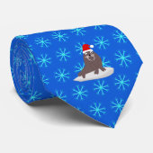 Cute Kerstmis Walrus en Snowflakes Stropdas (Opgerold)