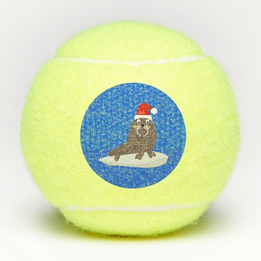 Cute Kerstmis Walrus en Snowflakes Tennisballen (Voorkant)