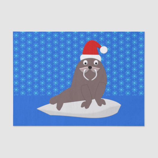 Cute Kerstmis Walrus en Snowflakes Tissuepapier (Voorkant)