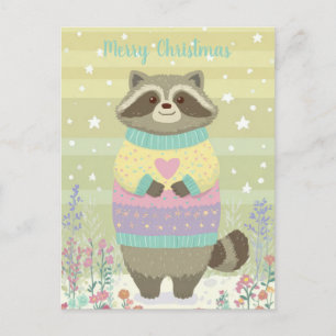 Cute Kerstmis Wasbeer Ansichtkaart Briefkaart
