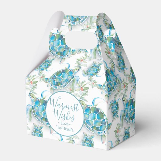 Cute Kerstmis Waterverf Zee Turtle Bedankdoosjes (Voorkant Zijde)