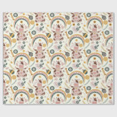 Cute Kerstmis Yoga Koe Whimsical Pattern Cadeaupapier (Vlak)