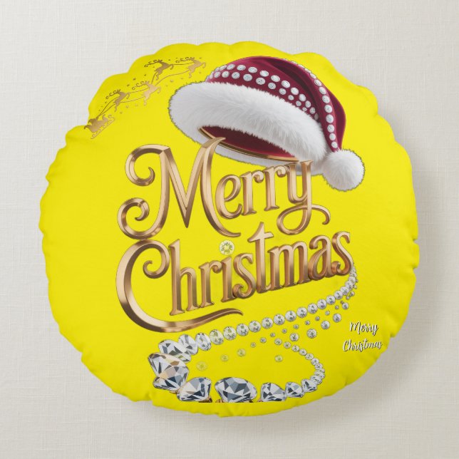 Cute Kerstmuts Rond Kussen (Voorkant)
