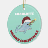 Cute KerstNarwhal Keramisch Ornament (Links)