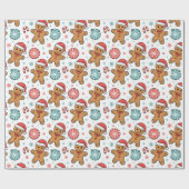 Cute kerstontbijtkoek cadeaupapier (Vlak)