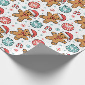 Cute kerstontbijtkoek cadeaupapier (Hoek)