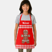 Cute kerstontbijtontbijt Red Gingham Monogram Schort (Insitu)