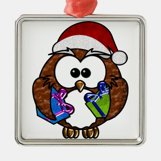 Cute Kerstoowl Metalen Ornament (Voorkant)