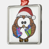 Cute Kerstoowl Metalen Ornament (Links)