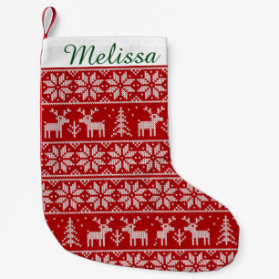 Cute kerstpatroonmonogram kleine kerstsok
