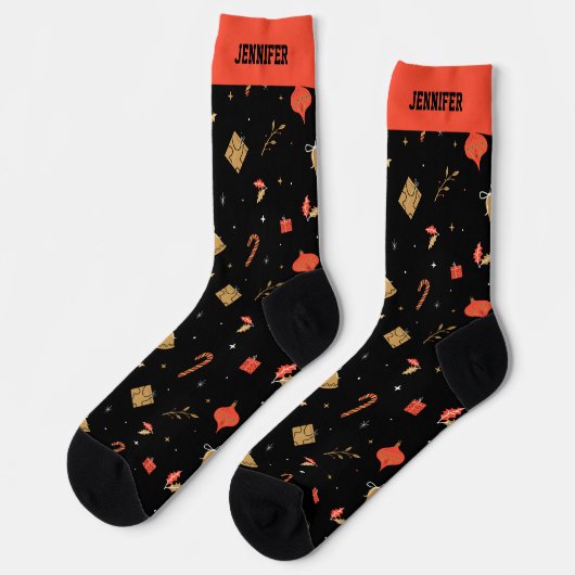 Cute kerstpattern Winter Holiday Personalized Sokken (Links)