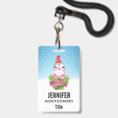Cute Kerstpinguïn in Santa Hat Badge (Achterkant met lanyard)