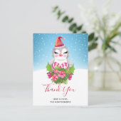 Cute Kerstpinguin in Santa Hat Dank je Briefkaart (Staand voorkant)