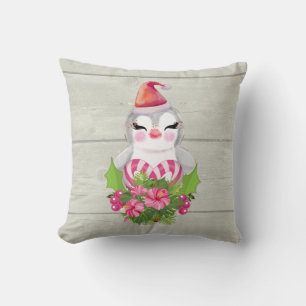 Cute Kerstpinguïn in Santa Hat Kussen