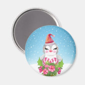 Cute Kerstpinguïn in Santa Hat Magneet (Voorkant / Achterkant)