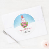 Cute Kerstpinguïn in Santa Hat Ronde Sticker (Envelop)