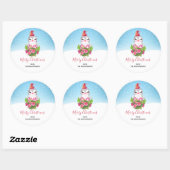 Cute Kerstpinguïn in Santa Hat Ronde Sticker (Vel)