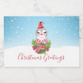 Cute Kerstpinguïn in Santa Hat Voedselcontainer Etiket (Enkel label)