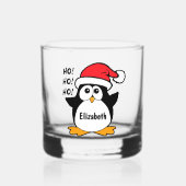Cute Kerstpinguin Personaliseren Whisky Glas (Voorkant)