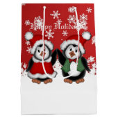 Cute Kerstpinguins Gift Bag Medium Cadeauzakje (Achterkant)