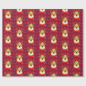 Cute Kerstrendierrood Cadeaupapier (Vlak)