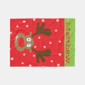 Cute Kerstrendiervlinder Fleece Deken (Voorkant (Horizontaal))