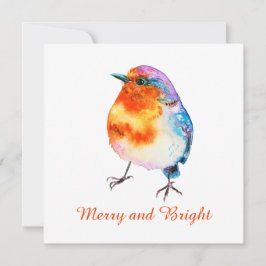 Cute KerstRobin Merry en Bright Card