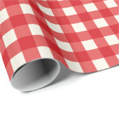Cute Kerstrood gingham-omslagpapier Cadeaupapier (Rol Hoek)