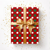 Cute Kerstroodrode rode poka Dots Pattern Cadeaupapier