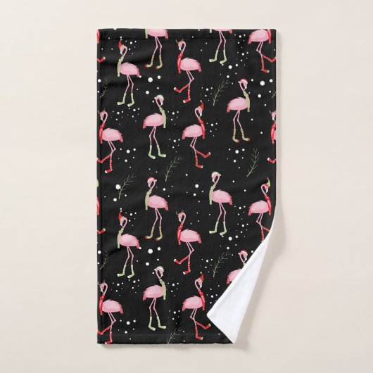 Cute kerstroze flamingo patroon handdoek (Handdoek)
